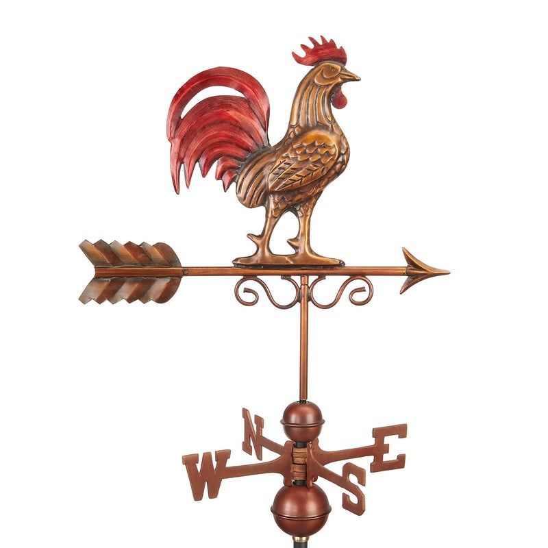 Good Directions Bantam Red Rooster Copper Weathervane, Hand Finished Multi Color Patina - Image 4