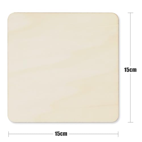 TKOnline 25Pcs 6 x 6 x 1/10 Inches Unfinished Basswood Sheets for Crafts, Wood Squares for DIY Craft Projects, Plywood Sheets for Wood Burning, Laser Cutting, Painting,School Projects, Decoration - Image 2