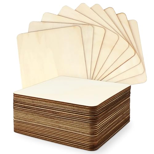 TKOnline 25Pcs 6 x 6 x 1/10 Inches Unfinished Basswood Sheets for Crafts, Wood Squares for DIY Craft Projects, Plywood Sheets for Wood Burning, Laser Cutting, Painting,School Projects, Decoration - Image 1