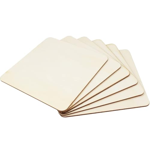 TKOnline 25Pcs 6 x 6 x 1/10 Inches Unfinished Basswood Sheets for Crafts, Wood Squares for DIY Craft Projects, Plywood Sheets for Wood Burning, Laser Cutting, Painting,School Projects, Decoration - Image 5