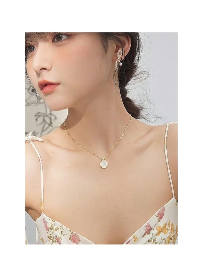 فيروز جوليري عقد بقلادة دائرية على شكل وردة للنساء من ستانلس ستيل مطلي بالذهب , 18 انش - Image 5