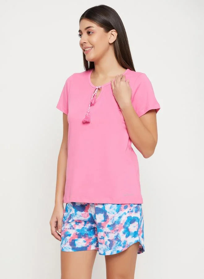 Clovia Cotton Basic T-Shirt & Printed Shorts Set by Styli