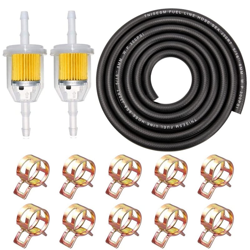 Tnisesm 5168MM Inch ID Fuel Line Set 2 Meter 6Foot 516 Fuel Line 2Pcs 14 Inch X 516 Inch Gas Inline Fuel Filters with Magnet 10 Pcs 12 ID Hose Clamps for Small Engin - Image 2