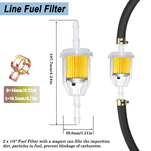 Tnisesm 5168MM Inch ID Fuel Line Set 2 Meter 6Foot 516 Fuel Line 2Pcs 14 Inch X 516 Inch Gas Inline Fuel Filters with Magnet 10 Pcs 12 ID Hose Clamps for Small Engin - Image 5