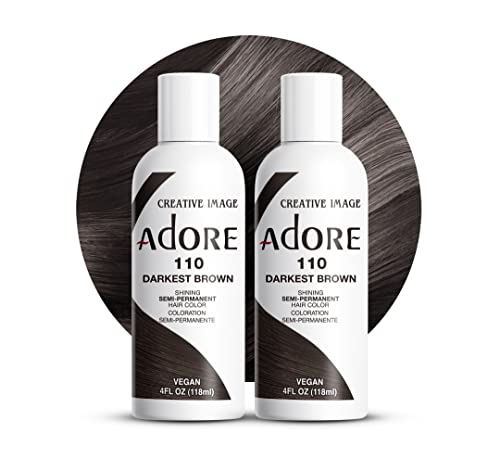 Adore Semi Permanent Hair Color Vegan and CrueltyFree Brown Hair Dye 4 Fl Oz 110 Darkest Brown Pack of 2