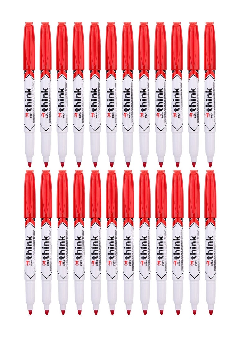 Deli 24-Piece Slim White Board Marker Bullet Tip Red Ink - Image 1