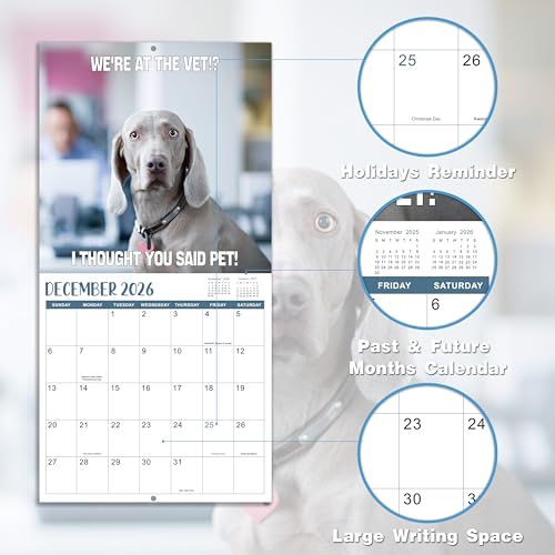 Feteulo 2026-2027 Wall Calendar - Funny Dogs Wall Calendar 2026-2027, Jul. 2026 - Dec. 2027, 12" x 24" (Open), 18-Month Calendar, Dog Calendar, Unruled Blocks, Thick Paper, Hanging Hole, Holidays - Image 4