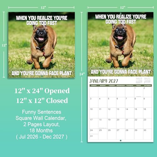 Feteulo 2026-2027 Wall Calendar - Funny Dogs Wall Calendar 2026-2027, Jul. 2026 - Dec. 2027, 12" x 24" (Open), 18-Month Calendar, Dog Calendar, Unruled Blocks, Thick Paper, Hanging Hole, Holidays - Image 5