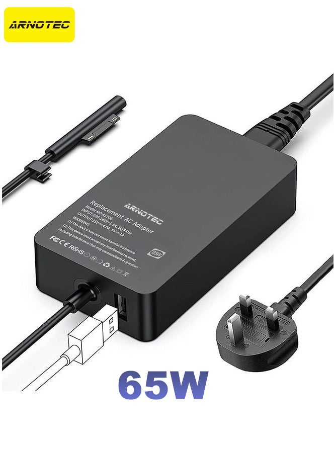 Caricatore Surface Pro Da 65 W, 15 V, 4 A, Microsoft Surface Laptop 7/6/5/4/ 4/3/2 Studio I5, Surface Go 3/2 Tablet, Surface Book 3/2, Con USB - Foto 9