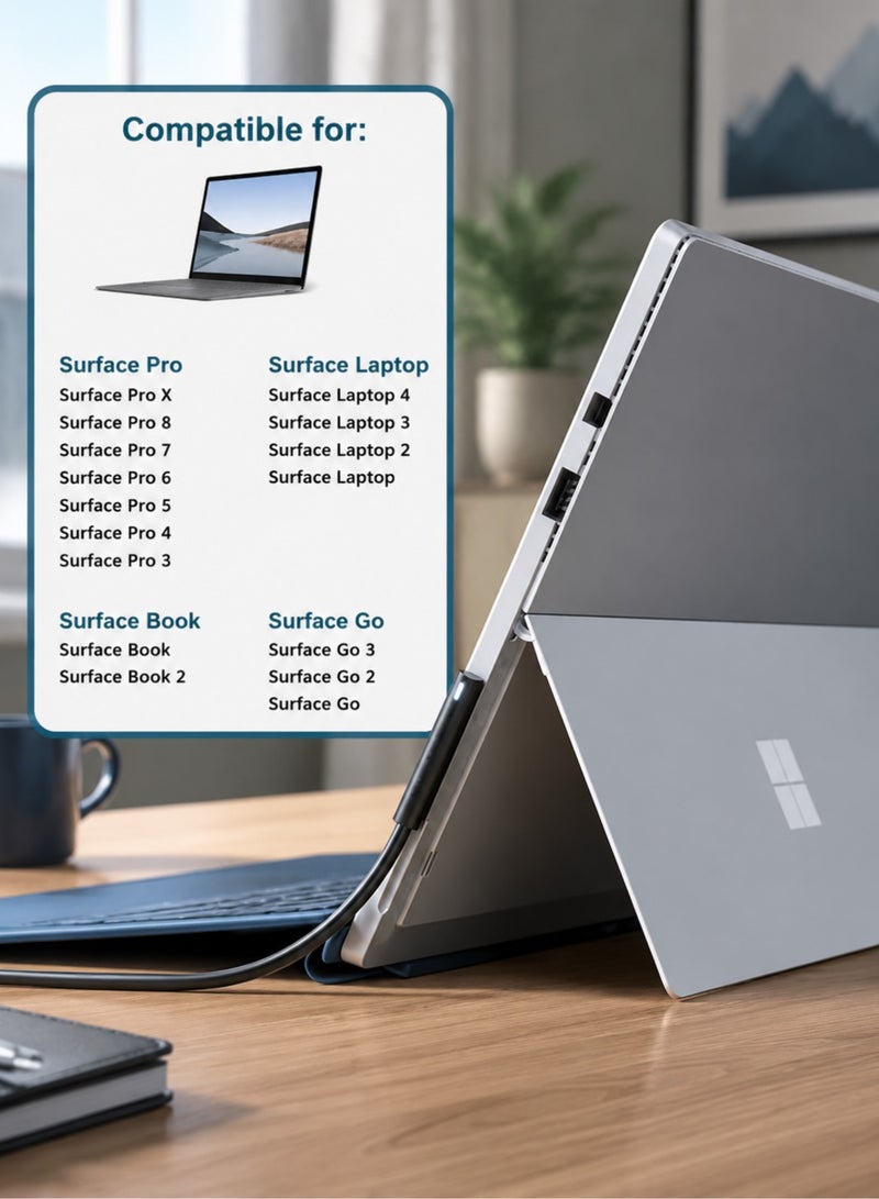 ARNOTEC 65W Surface Power Adapter Charger, Compatible with Surface Pro 3/4/5/6/7/8/X, Surface Laptop 1/2/3/4/Studio, Surface Go 1/2/3, Surface Book 1/2/3 with USB Charging Port and Magnetic Connector - Image 2