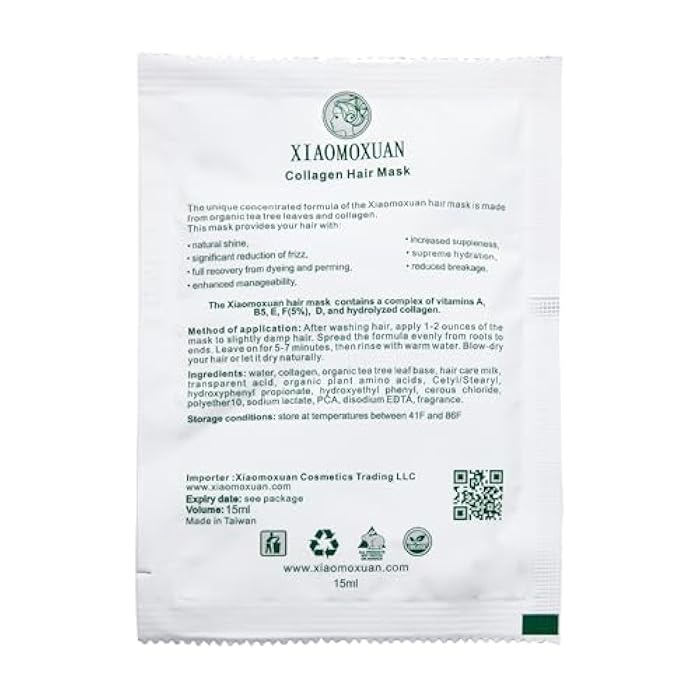 Xiaomoxuan Collagen Hair Care Travel Sample Pack - 10 Shampoo Sachets + 10 Hair Mask Sachets (20 Sachets Total) - Image 5