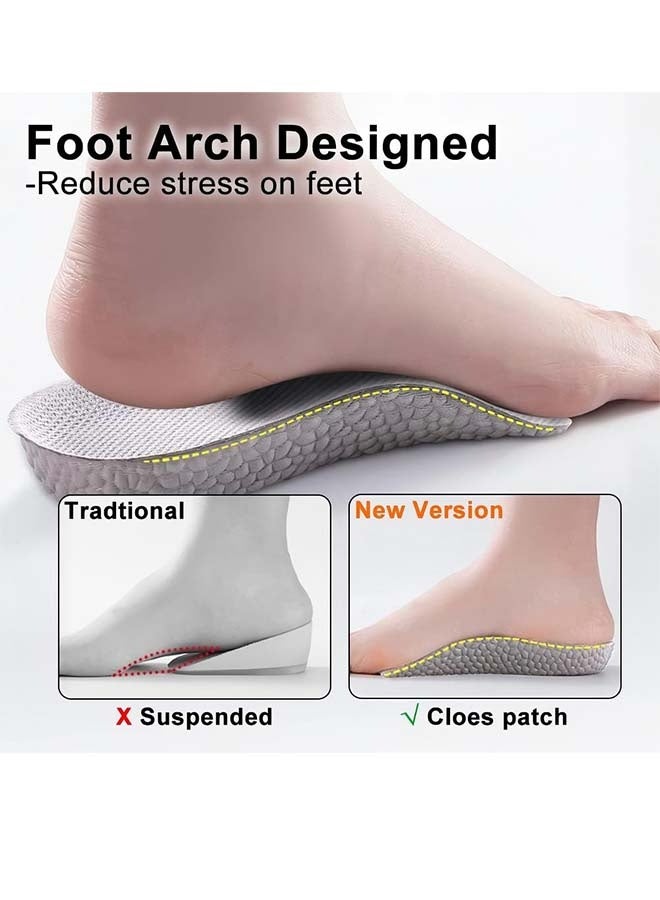 نعل داخلي لزيادة الطول - حذاء لتحديد محيط قوس القدم للنساء، وسادة رفع الكعب التقويمية، جل لموازنة اختلافات الساق، مقاس 8-10 للنساء، رمادي (قطعتان) (1.5 بوصة) - Image 3
