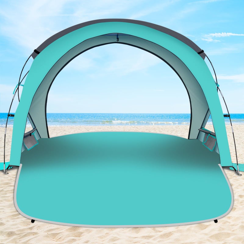 Gorich Beach Tent Sun Shelter with UPF50+ UV Protection for 1-2/3/4-5/6-7 Person, Lightweight & Portable Beach Shade Canopy with 2 Zippered Doors, Easy Setup Family Beach Umbrella - Image 1