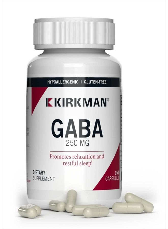 Kirkman GABA 250 mg - 150 Capsules - Supports Relaxation - Promotes Restful Sleep - Hypoallergenic - Image 1