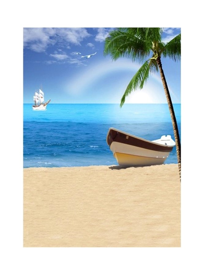 Loquat Summer Seascape Beach Dreamlike Photography Background Blue/White  - Image 1