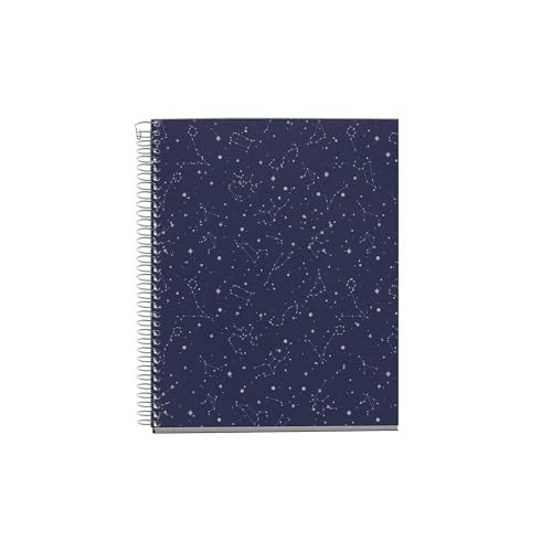 Miquelrius Miquel Rius M Fashion 4 Subject Notebook, Lined A5-8.27" x 5.83" 120 Sheets Heavyweight Paper, Subjects Separated by color, 2 Hole Punched, Micro-Perforated, Cosmos Design, Multicolor - Image 1