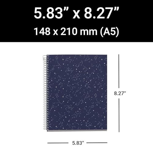 Miquelrius Miquel Rius M Fashion 4 Subject Notebook, Lined A5-8.27" x 5.83" 120 Sheets Heavyweight Paper, Subjects Separated by color, 2 Hole Punched, Micro-Perforated, Cosmos Design, Multicolor - Image 2
