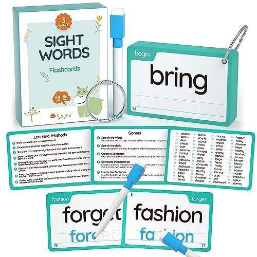 WJPC High Frequency Sight Words Flash Cards 2nd 3rd Grade ThirdGrade for 789 Years Age Kids Boys Girls Homeschool Learn to Read Write - Image 1