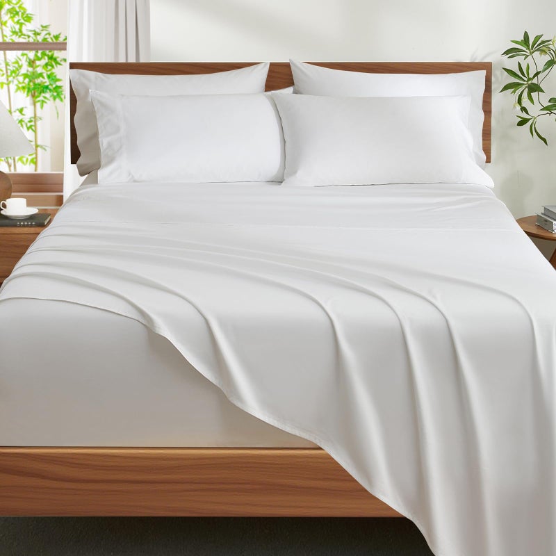 Ivellow 100% Egyptian Cotton Sheets Queen Size Set - 1200 Thread Count 6 PC 18" Deep Pocket Queen Sheets Luxury Cotton Bed Sheets Soft Breathable Cooling White Sheet Set Durable Hotel Quality Bedding - Image 1
