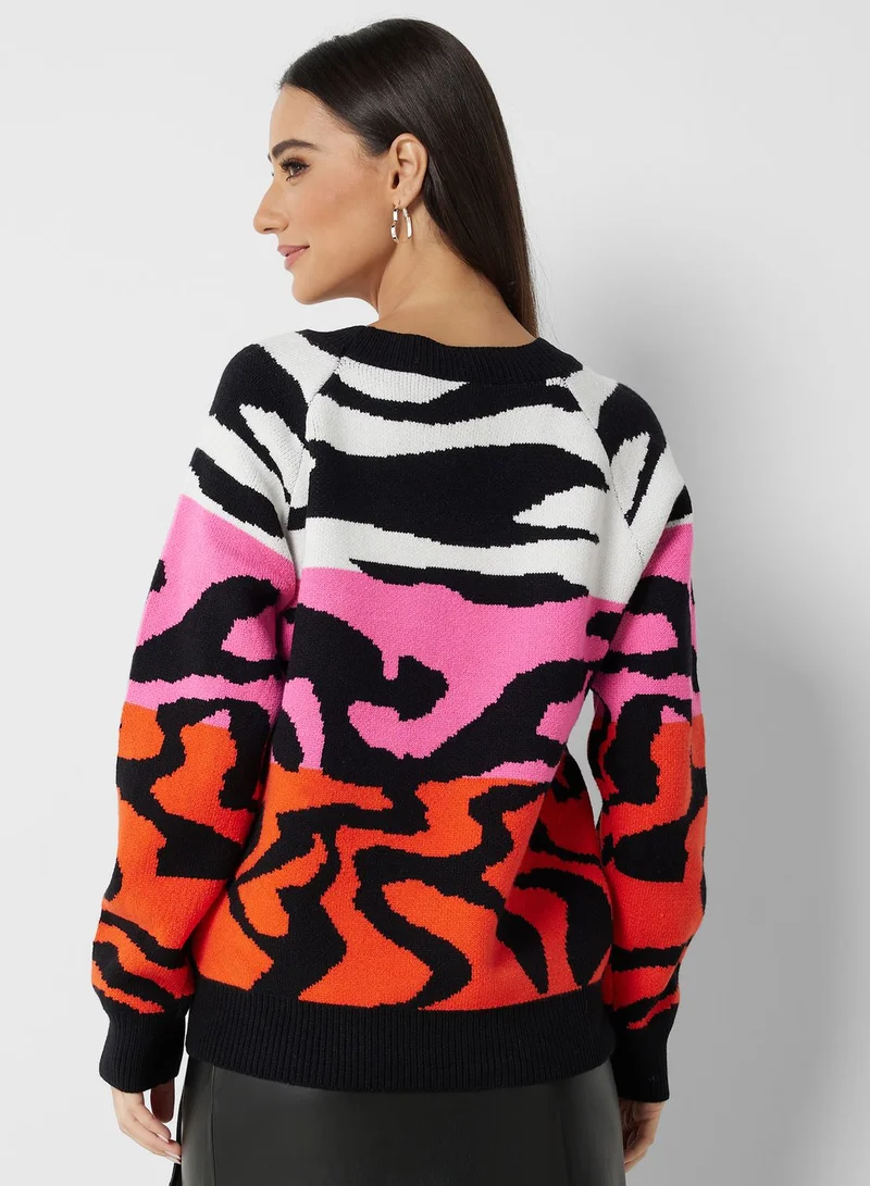 Ginger Abstract Print Sweater