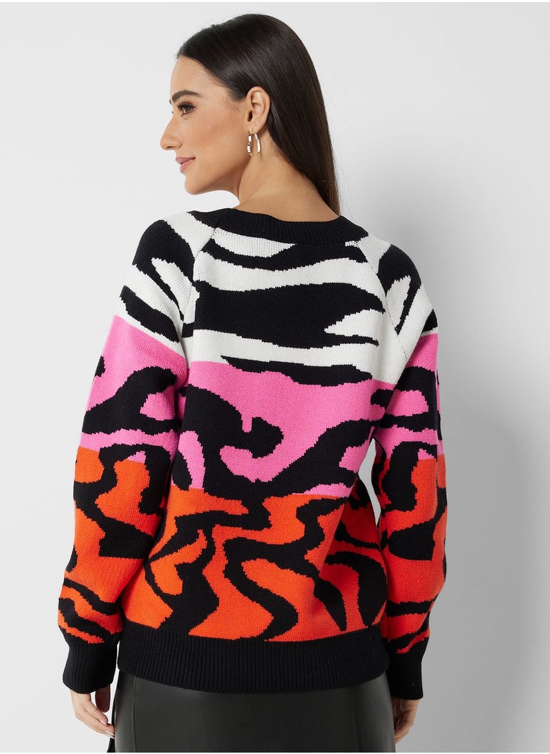 Ginger - Abstract Print Sweater - Image 1