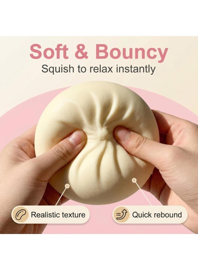 YOKA Dumpling Squishies,Giant Glitter Dumpling Box,Colorful Sensory Toys Stress Relief Ball,Soft Squeeze Decompression Dough Gift for Adults,Easter Basket Stuffers (B-Pink, 1PCS) - Image 4