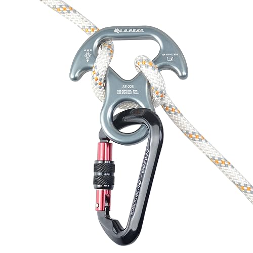 S.E.PEAK 30kN Rescue Figure 8 Descender with Bent-Ear, Rappelling Gear Downhill Equipment Belay Device for Rock Climbing/Aluminum Alloy, Black - Image 4