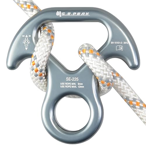 S.E.PEAK 30kN Rescue Figure 8 Descender with Bent-Ear, Rappelling Gear Downhill Equipment Belay Device for Rock Climbing/Aluminum Alloy, Black - Image 1