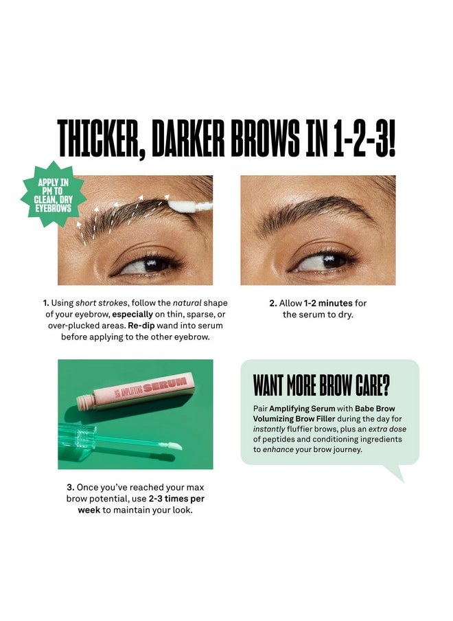 BABE ORIGINAL - Babe Brow Amplifying Serum Fuller & Thicker Looking Eyebrows, Brow Enhancing Serum With Castor Oil, Biotin, Repairing Amino Acids ; 1Ml, Starter Supply - Image 1