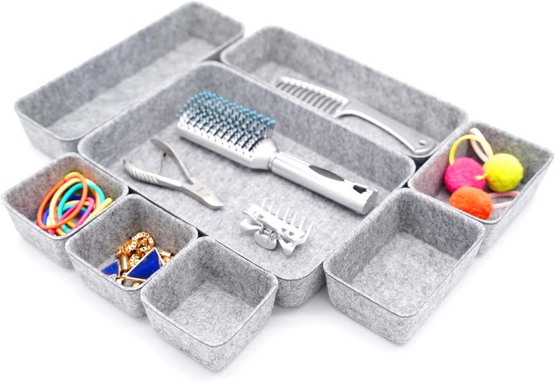 Welaxy Desk Drawer organizers tray Felt storage bins aesthetics room décor for home office dorm closet decluttering minimalist lifestyle (Gray) - Image 4