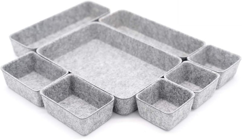 Welaxy Desk Drawer organizers tray Felt storage bins aesthetics room décor for home office dorm closet decluttering minimalist lifestyle (Gray) - Image 2