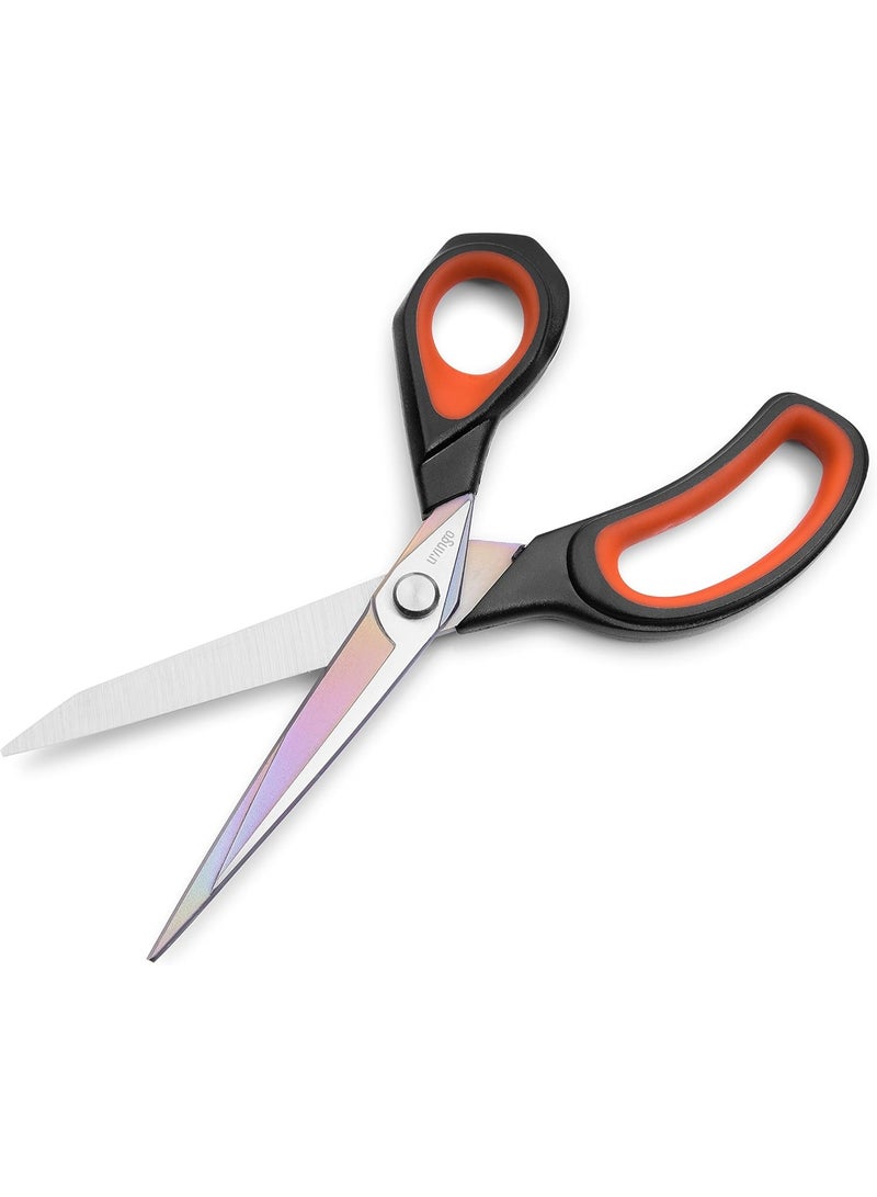 مقص متعدد الاستخدام للمكتب والمنزل – شفرات ستانلس ستيل حادّة مع مقابض مريحة لقص الورق والقماش والكرتون والأعمال اليدوية – أسود/برتقالي – 1 قطعة - Image 2