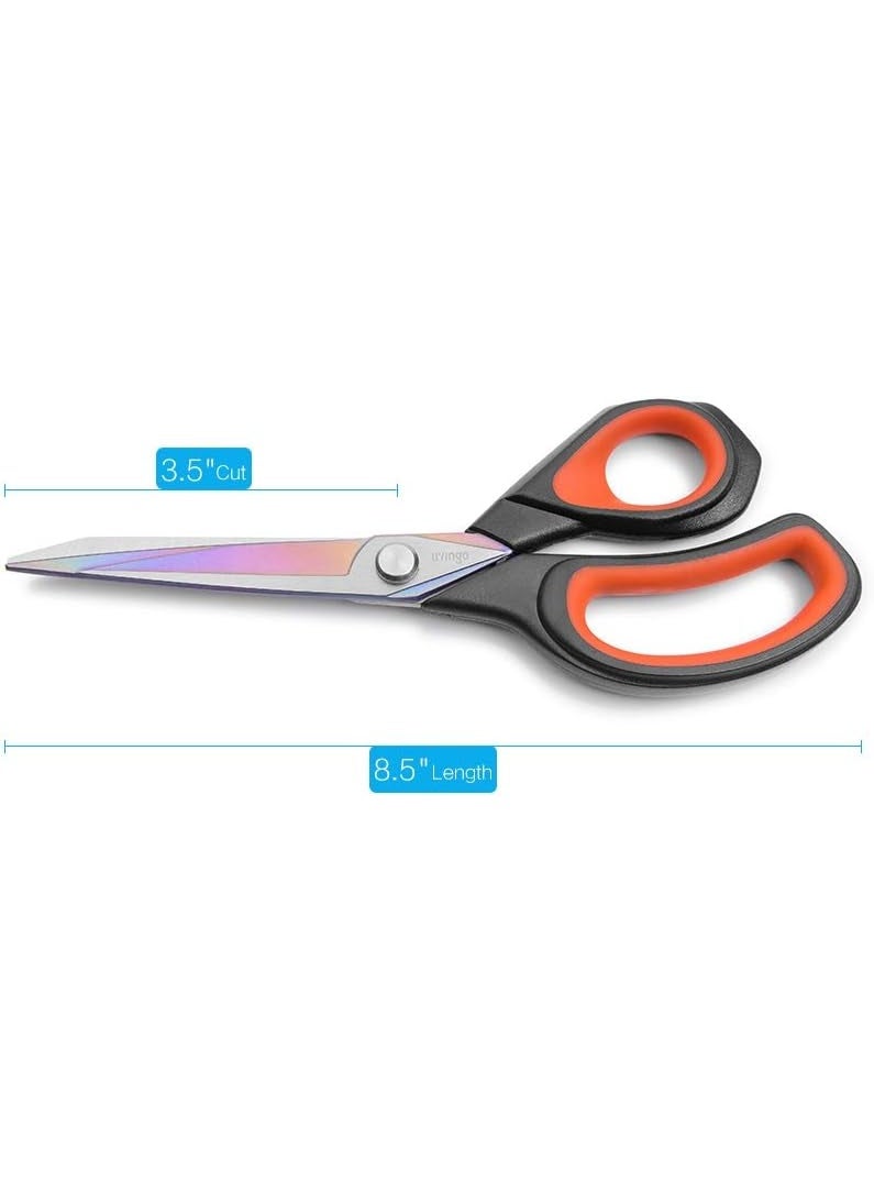 مقص متعدد الاستخدام للمكتب والمنزل – شفرات ستانلس ستيل حادّة مع مقابض مريحة لقص الورق والقماش والكرتون والأعمال اليدوية – أسود/برتقالي – 1 قطعة - Image 3