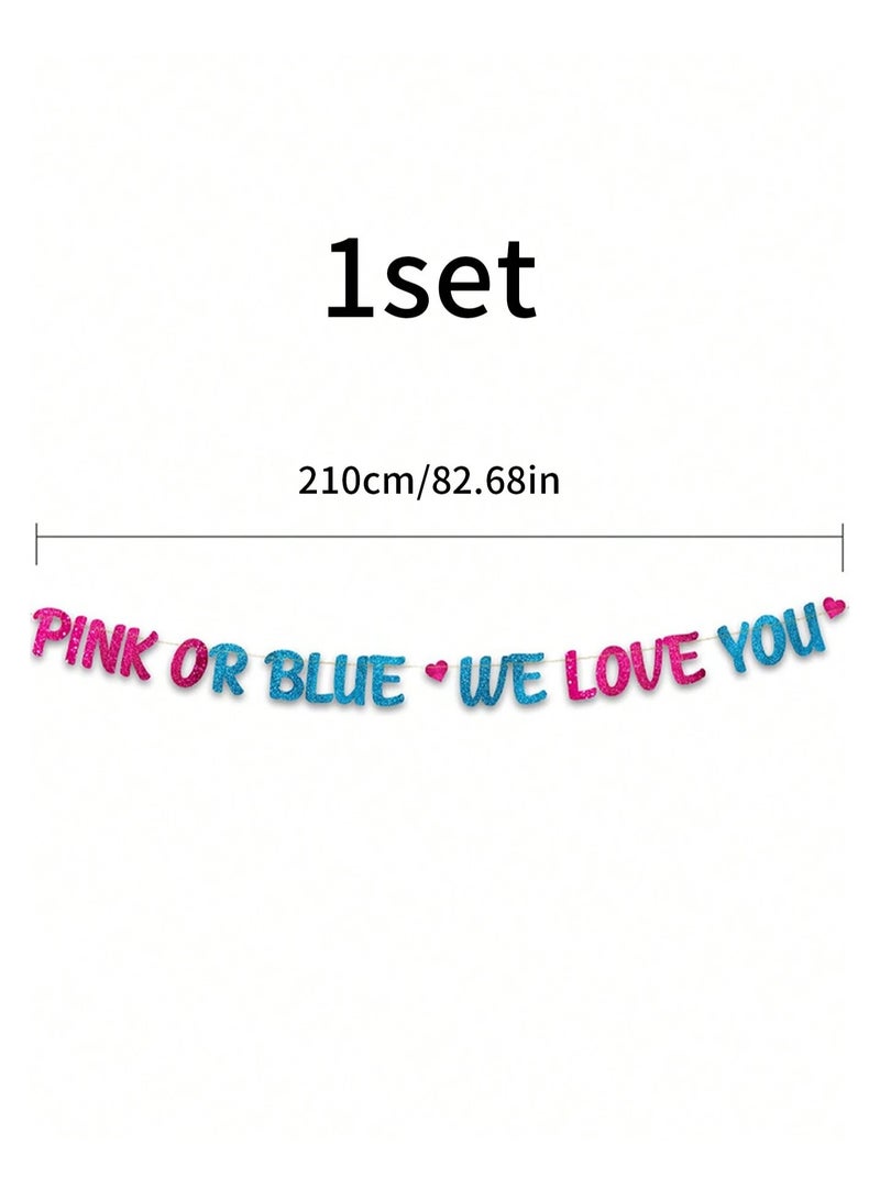 Gender Reveal Party Banner – Pink & Blue Glitter Ribbon – 210cm  A sparkling gender reveal party decoration banner in blue and pink, perfect for celebrating the big reveal. Size: 210cm.  - Image 4