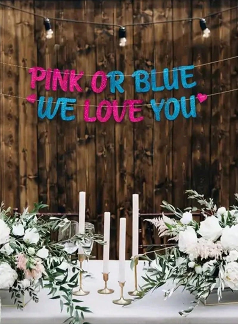 Gender Reveal Party Banner – Pink & Blue Glitter Ribbon – 210cm  A sparkling gender reveal party decoration banner in blue and pink, perfect for celebrating the big reveal. Size: 210cm.  - Image 3