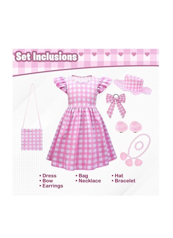 Home Smart Home Smart Pink Cosplay Princess Costume Dress for Girls with Accessories Sleeveless Girl Dress up for Birthday Party Stage  - Image 3