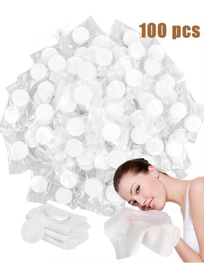 100 Pieces Compressed Towels Portable Disposable Mini Compressed Coin Tissue Toilet Paper Tablets for Travel, Camping, Hiking, Sport, Beauty Salon, Home Hand Wipes - Image 1
