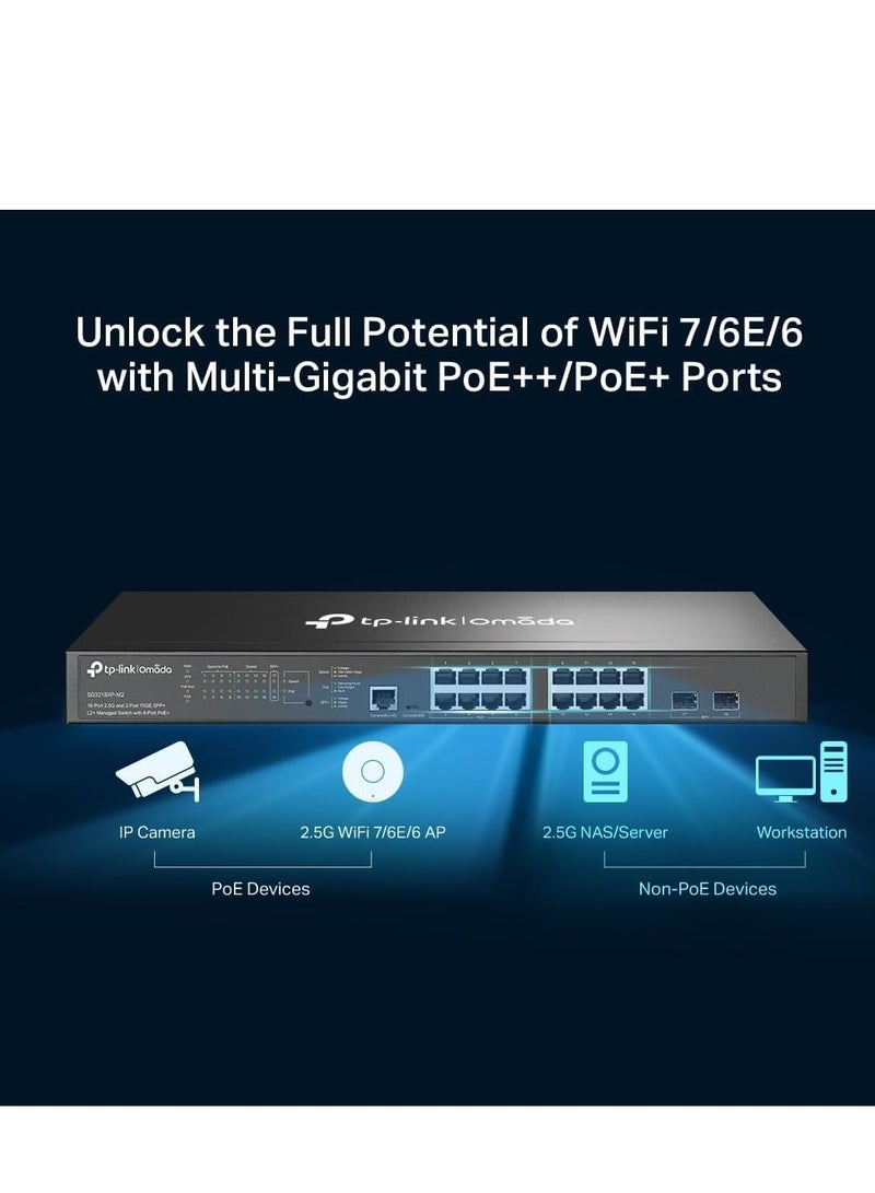 Tp-link Tl TP-Link Omada SG3218XP-M2 | 16 Port Multi-Gig 2.5G PoE Switch, 2x10GE SFP+ Port, 8 PoE+ Port@240W | L2+ Smart Managed | Support Omada SDN | Static Routing, IGMP Snooping, Abundant Security Features - Image 3