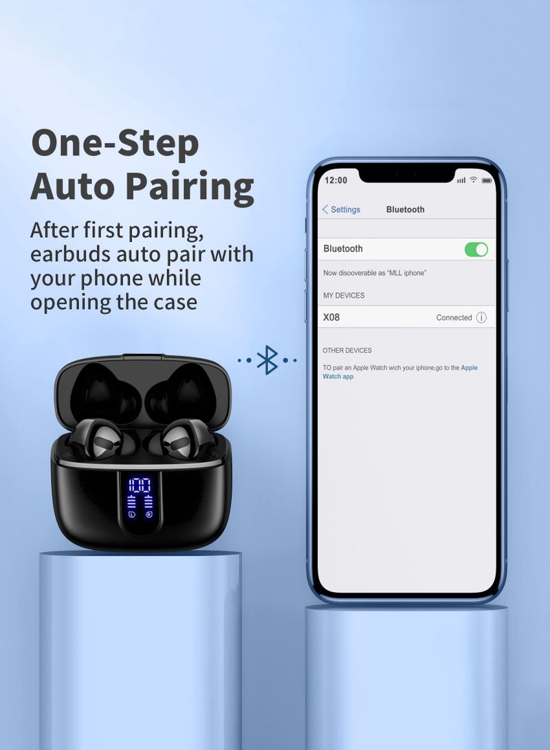 عربست سماعات بلوتوث، سماعات أذن لاسلكية حقيقية، تشغيل لمدة 60 ساعة، شاشة عرض LED للطاقة، سماعات أذن مع علبة شحن لاسلكية، سماعات أذن مقاومة للماء IPX5 مع ميكروفون للتلفزيون والهواتف الذكية وأجهزة الكمبيوتر المحمولة والرياضات - Image 5