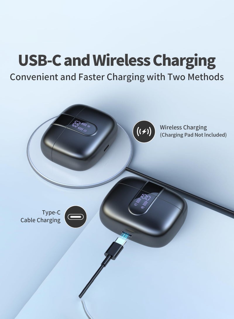 عربست سماعات بلوتوث، سماعات أذن لاسلكية حقيقية، تشغيل لمدة 60 ساعة، شاشة عرض LED للطاقة، سماعات أذن مع علبة شحن لاسلكية، سماعات أذن مقاومة للماء IPX5 مع ميكروفون للتلفزيون والهواتف الذكية وأجهزة الكمبيوتر المحمولة والرياضات - Image 3