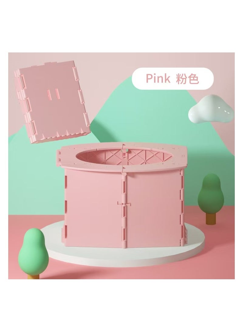 Children's Folding Toilet，Portable Potty Seat,Kids Outing Travel Car Toilet Seat with Travel Bag (Pink) - Image 1