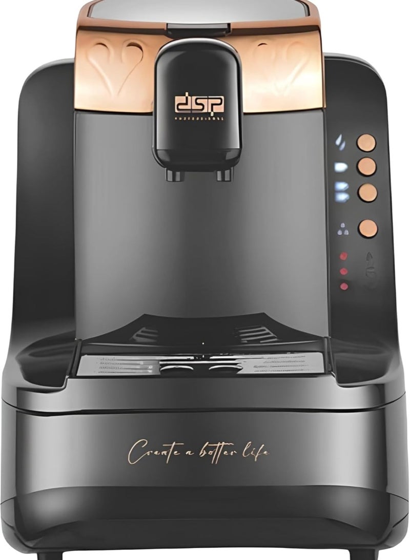 دي اس بي ماكينة صنع القهوة الكهربائية الاحترافية ماكينة صنع قهوة الكابتشينو التركية بقدرة 700 وات، تحريك تلقائي أسود، تدفق مياه قابل للتعديل، أوقات تحضير بطيئة وسريعة 140 ثانية - Image 2