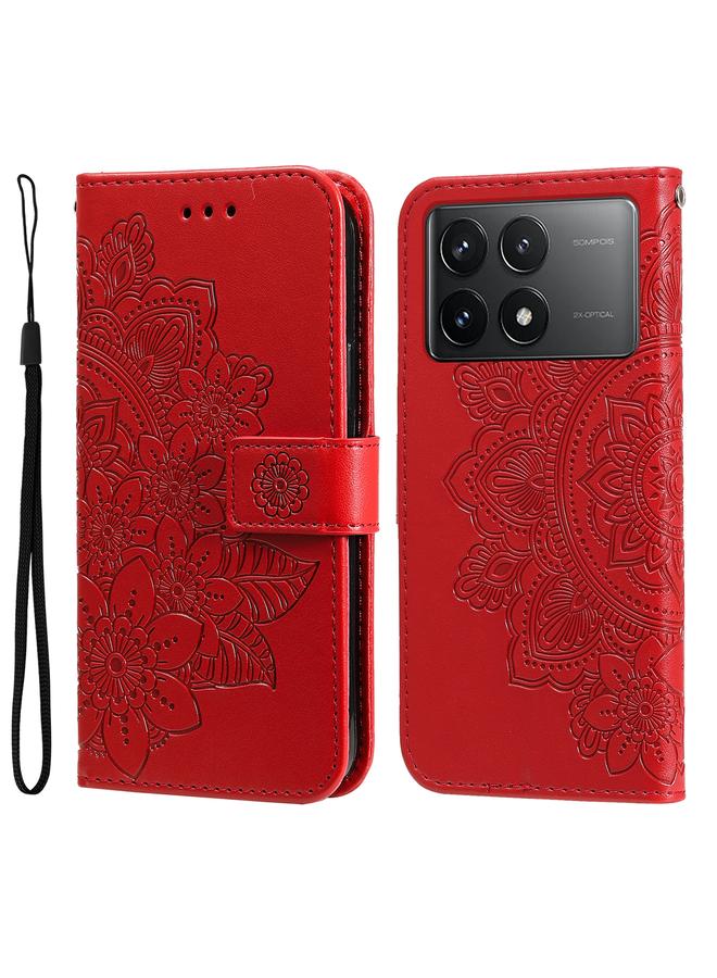 Case For Xiaomi Redmi K70E 7-petal Flowers Embossing Leather Phone Case