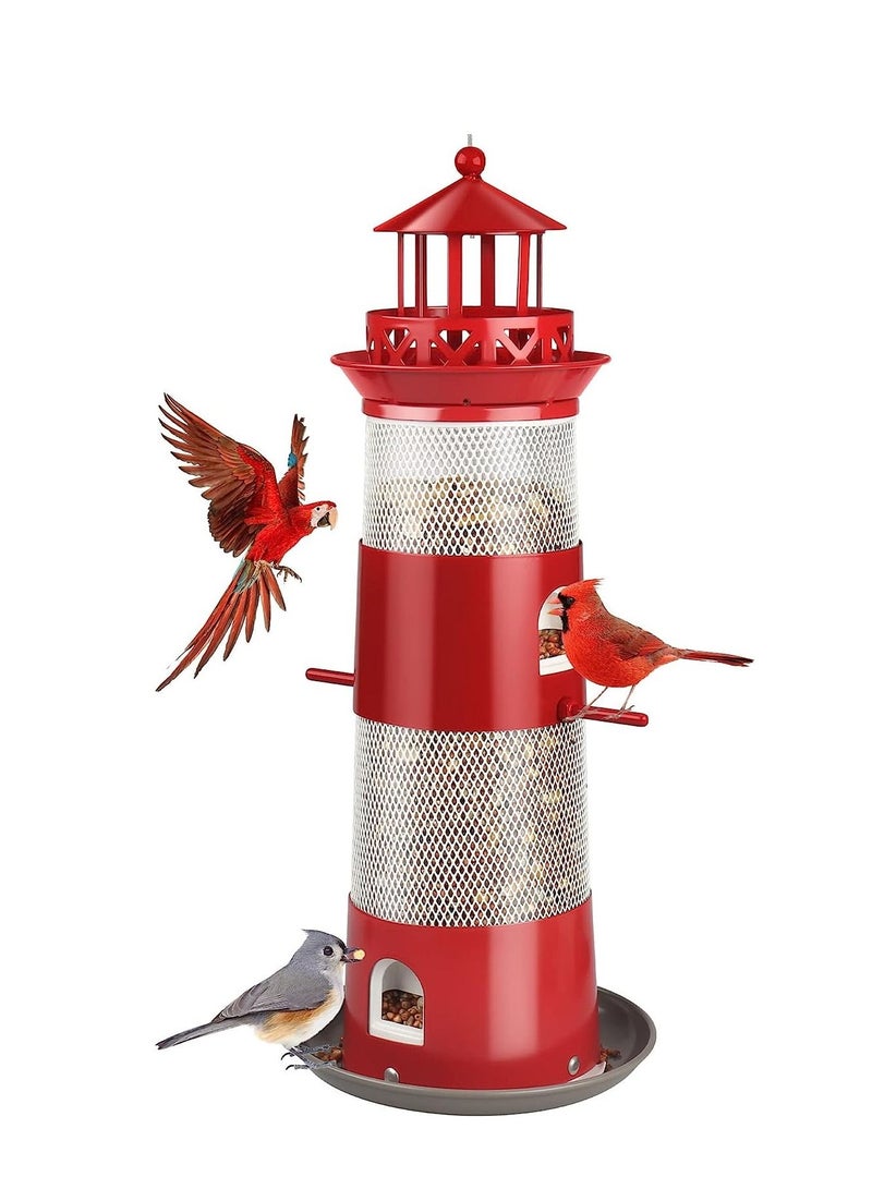 KASTWAVE Bird Feeders for Outdoors Hanging Squirrel Proof Wild Bird Feeders for Outside Metal Bird Seed Feeder for Small Birds 4 lbs Large Capacity for Cardinal Finch Sparrow Blue Jay - Image 1