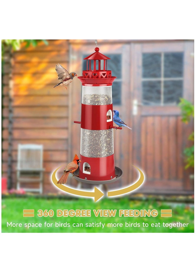 KASTWAVE Bird Feeders for Outdoors Hanging Squirrel Proof Wild Bird Feeders for Outside Metal Bird Seed Feeder for Small Birds 4 lbs Large Capacity for Cardinal Finch Sparrow Blue Jay - Image 5
