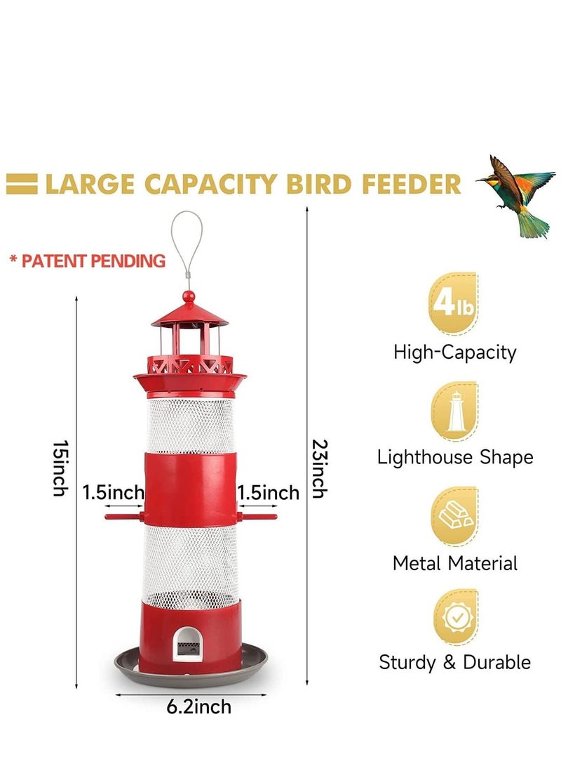 KASTWAVE Bird Feeders for Outdoors Hanging Squirrel Proof Wild Bird Feeders for Outside Metal Bird Seed Feeder for Small Birds 4 lbs Large Capacity for Cardinal Finch Sparrow Blue Jay - Image 2