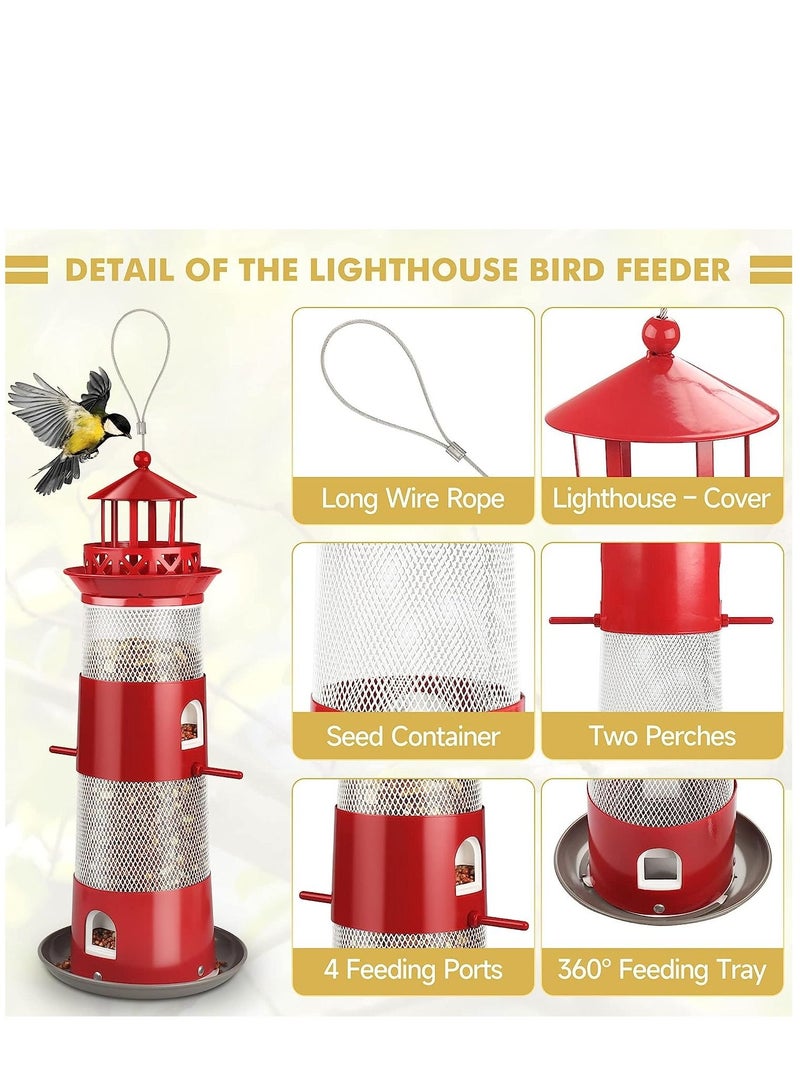 KASTWAVE Bird Feeders for Outdoors Hanging Squirrel Proof Wild Bird Feeders for Outside Metal Bird Seed Feeder for Small Birds 4 lbs Large Capacity for Cardinal Finch Sparrow Blue Jay - Image 3