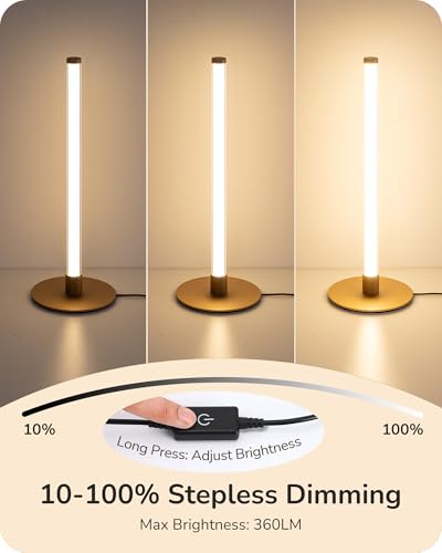 EDISHINE Modern Table Lamp, LED Slim Bedside Lamp with 360° Illumination, Stepless Dimming & 3 Color Temperature, Nightstand Lamp for Bedroom, Living Room, Gold - Image 4