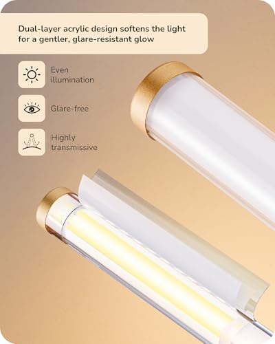 EDISHINE Modern Table Lamp, LED Slim Bedside Lamp with 360° Illumination, Stepless Dimming & 3 Color Temperature, Nightstand Lamp for Bedroom, Living Room, Gold - Image 5