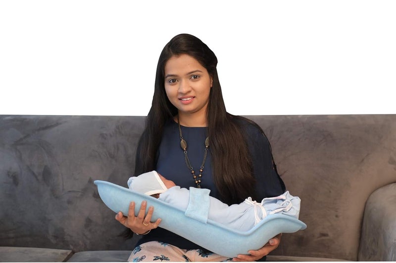 HOOPA وسادة تغذية هووبا زرقاء | وسادة رضاعة | وسادة تمريض | وسادة للرضاعة | حاملة أطفال | حاملة حديثي الولادة | حاملة مائلة - Image 1